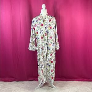 Vintage Victoria's Secret gold label VS long floral satin robe, size p small